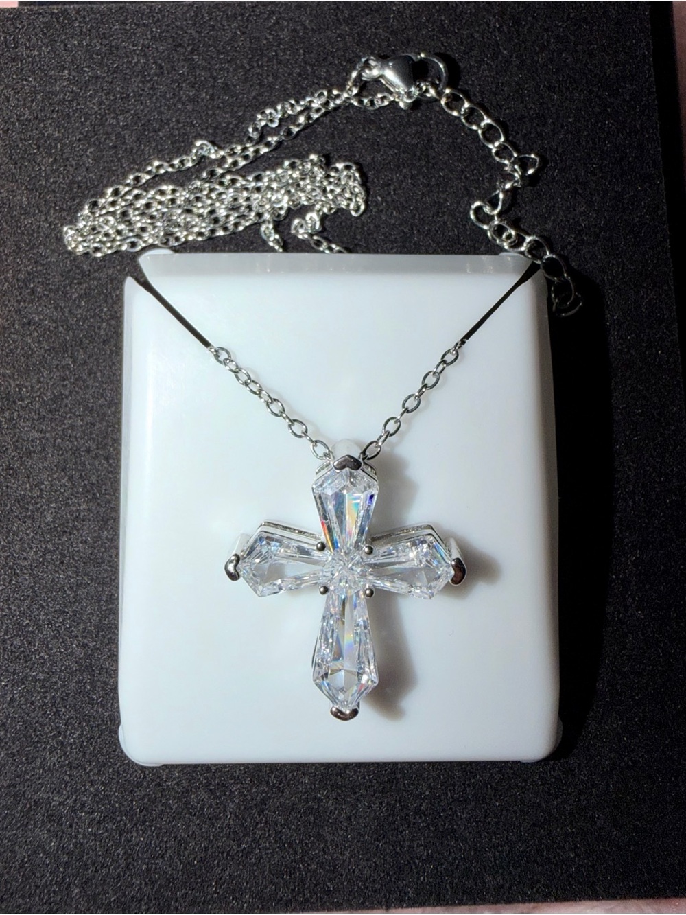 Sterling Silver Cross Necklace - CZ Pendant